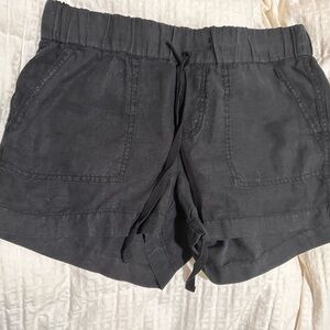 Black linen shorts